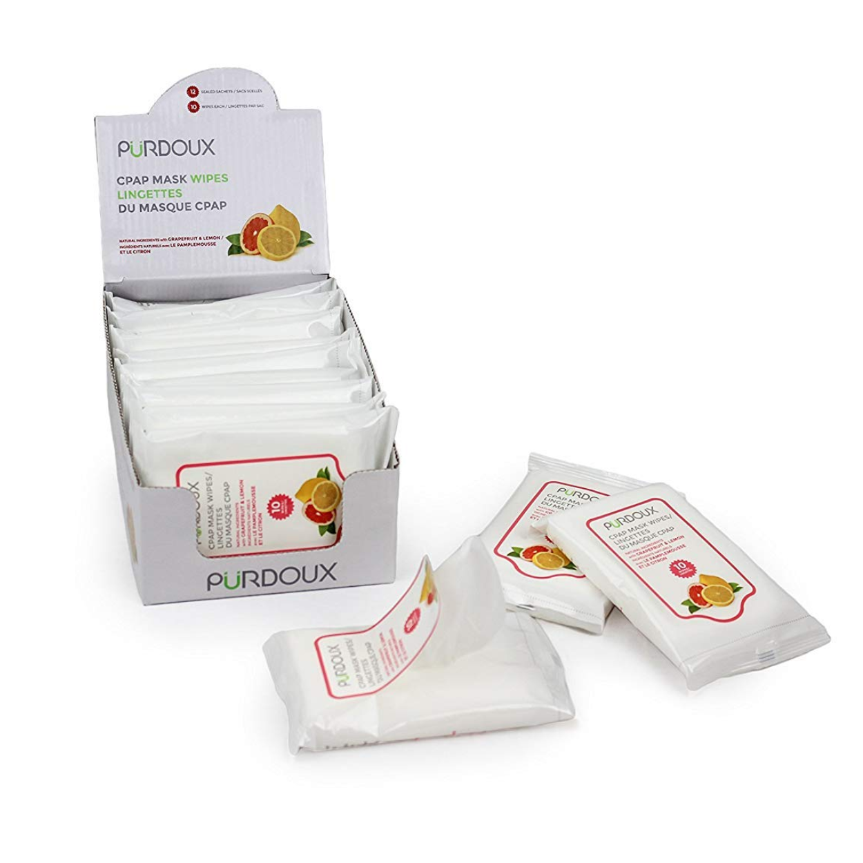 Lingettes pour masque CPAP de voyage Purdoux - paquet de 12